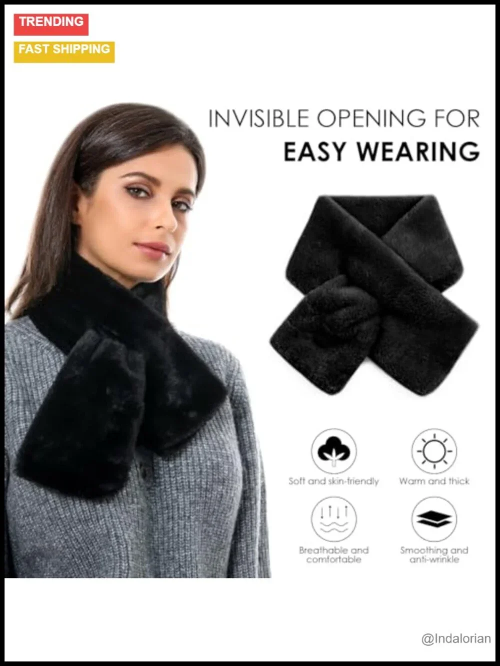 Faux Fur Loophole Scarf, Neck Shrug for Coat Dress, Winter Accessory